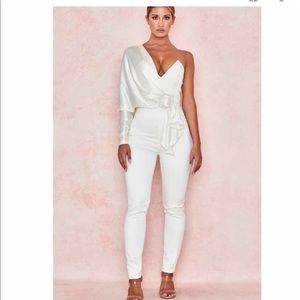 House of CB Willow Ivory Satin Jumpsuit